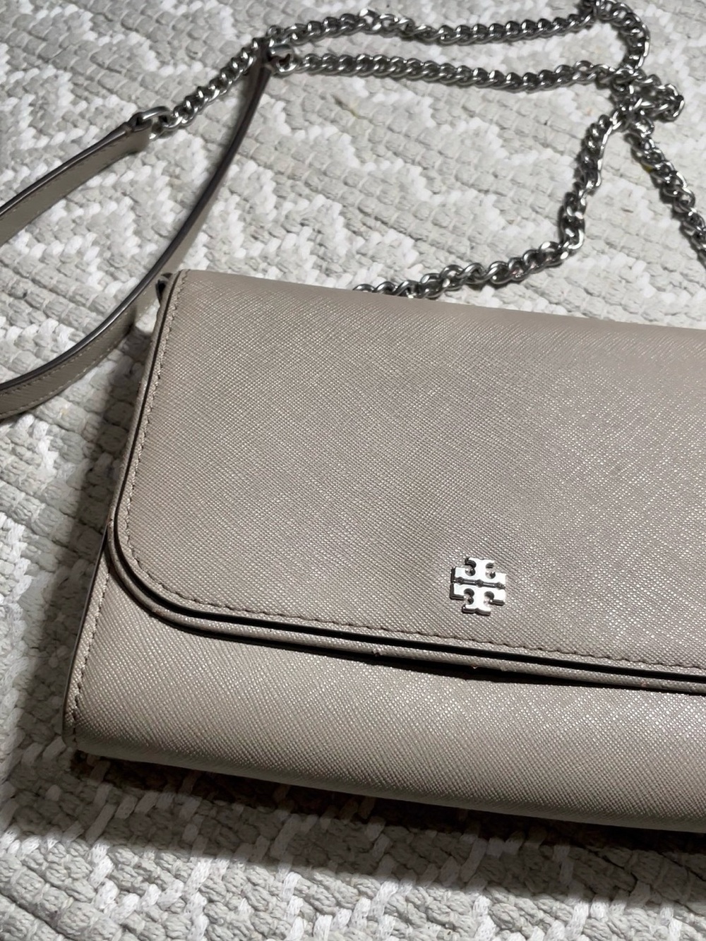 Tory Burch Crossbody Bag in Taupe/Silver with